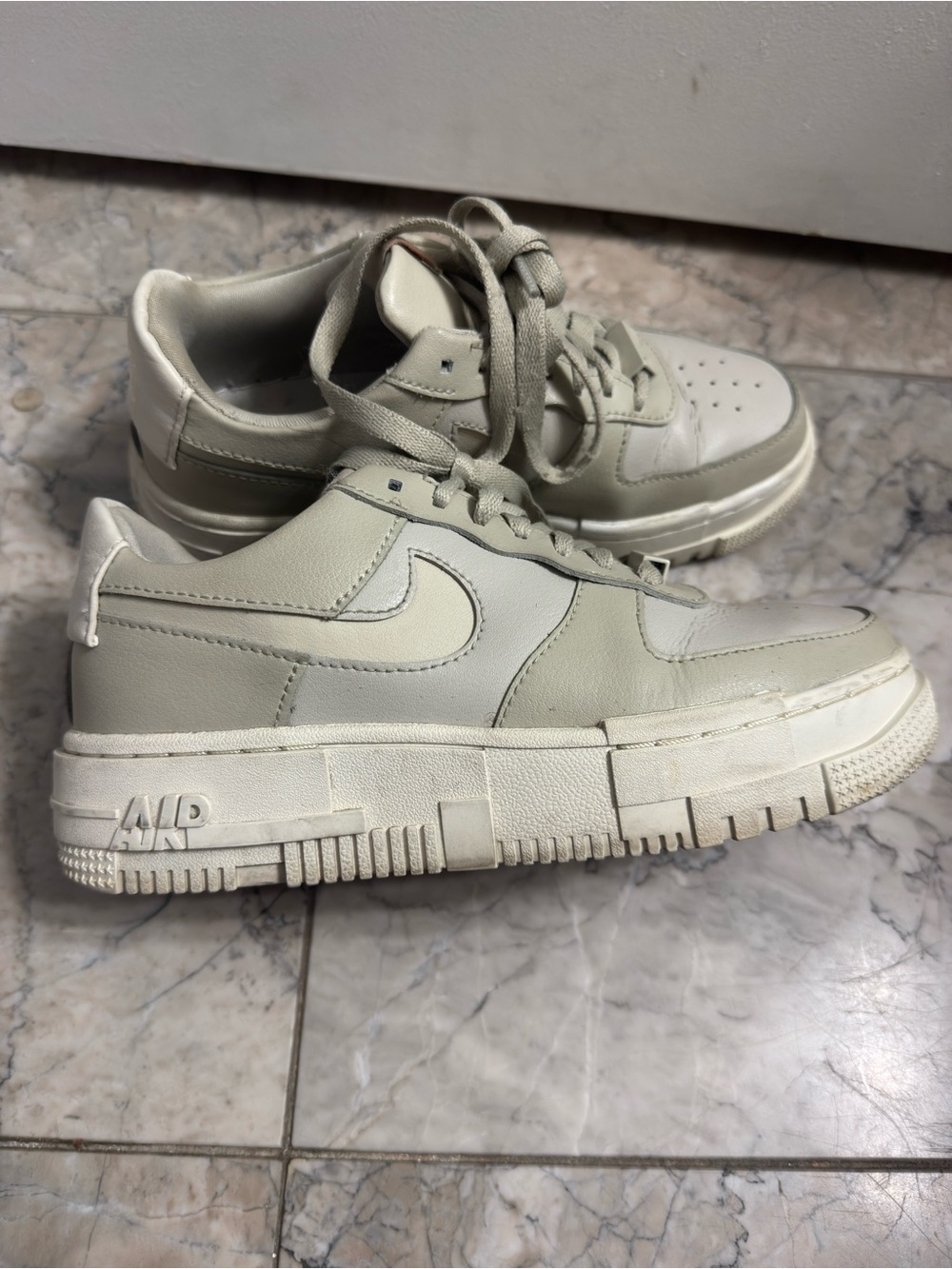 Nike Low Top Sneakers - Sage Green and Off-White